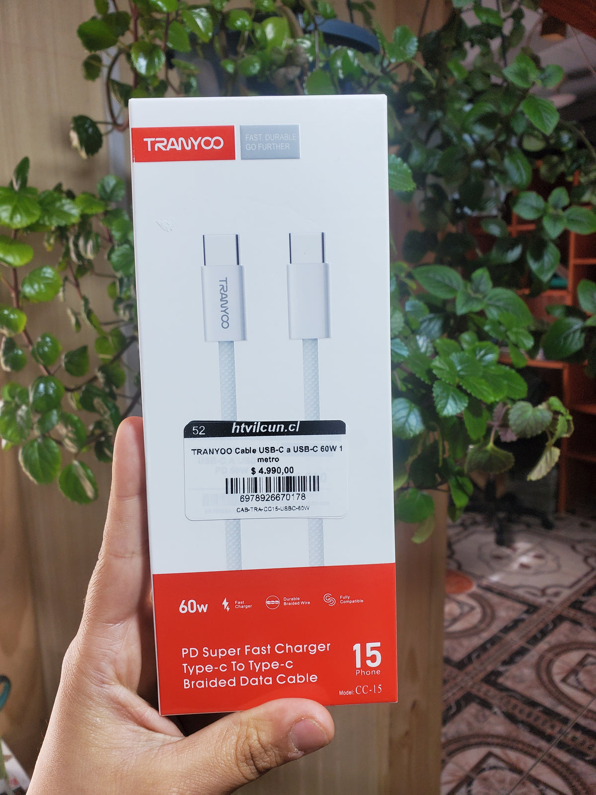 TRANYOO Cable USB-C a USB-C 60W 1 metro