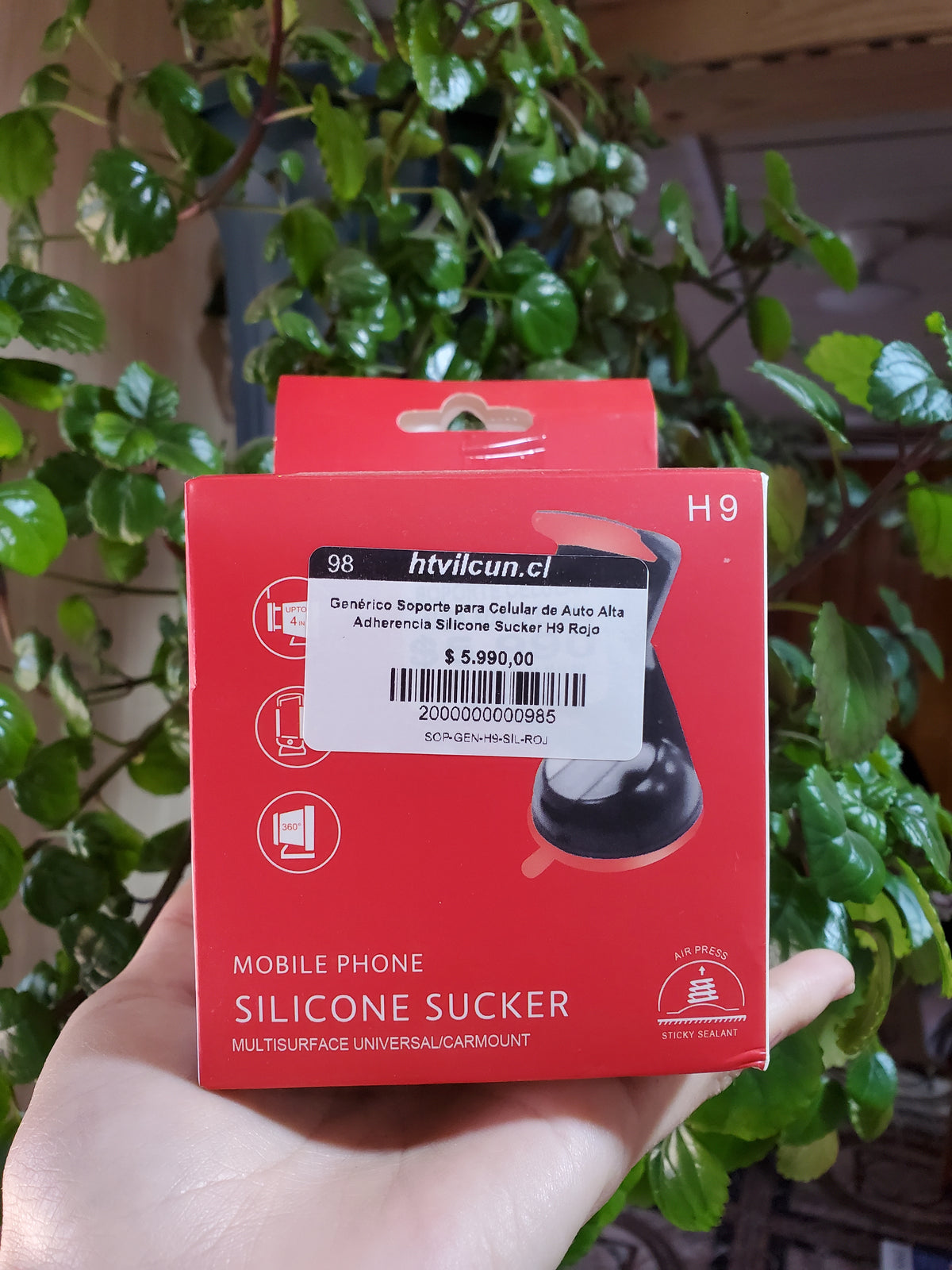Genérico Soporte para Celular de Auto Alta Adherencia Silicone Sucker H9 Rojo