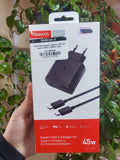 TRANYOO Cargador Rápido 45W con Cable USB-C a USB-C Negro