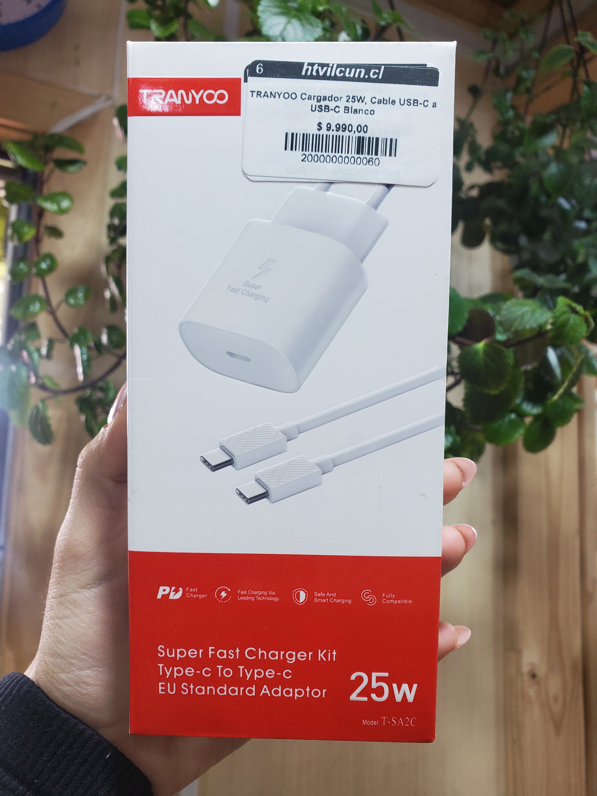 TRANYOO Cargador 25W, Cable USB-C a USB-C Blanco