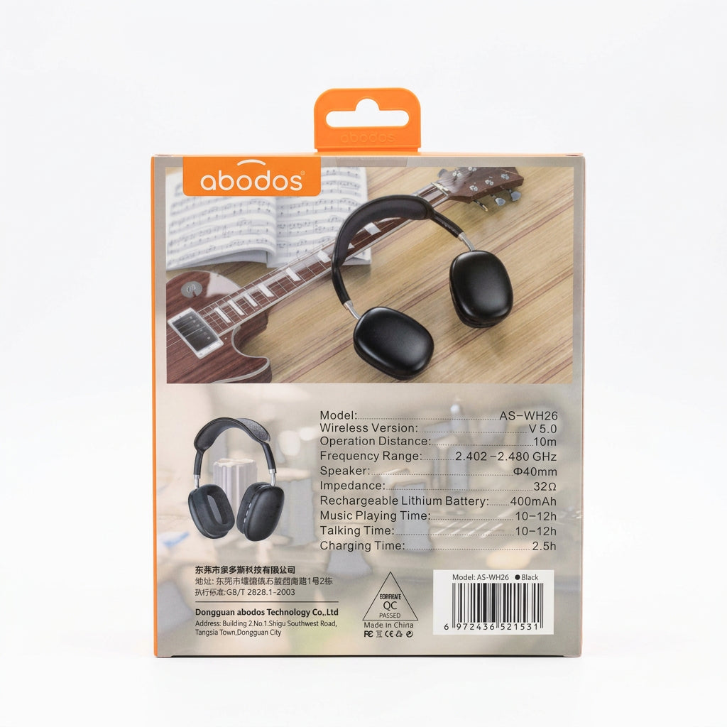 Abodos Audífonos Inalámbricos Over-Ear Super Bass AS-WH26