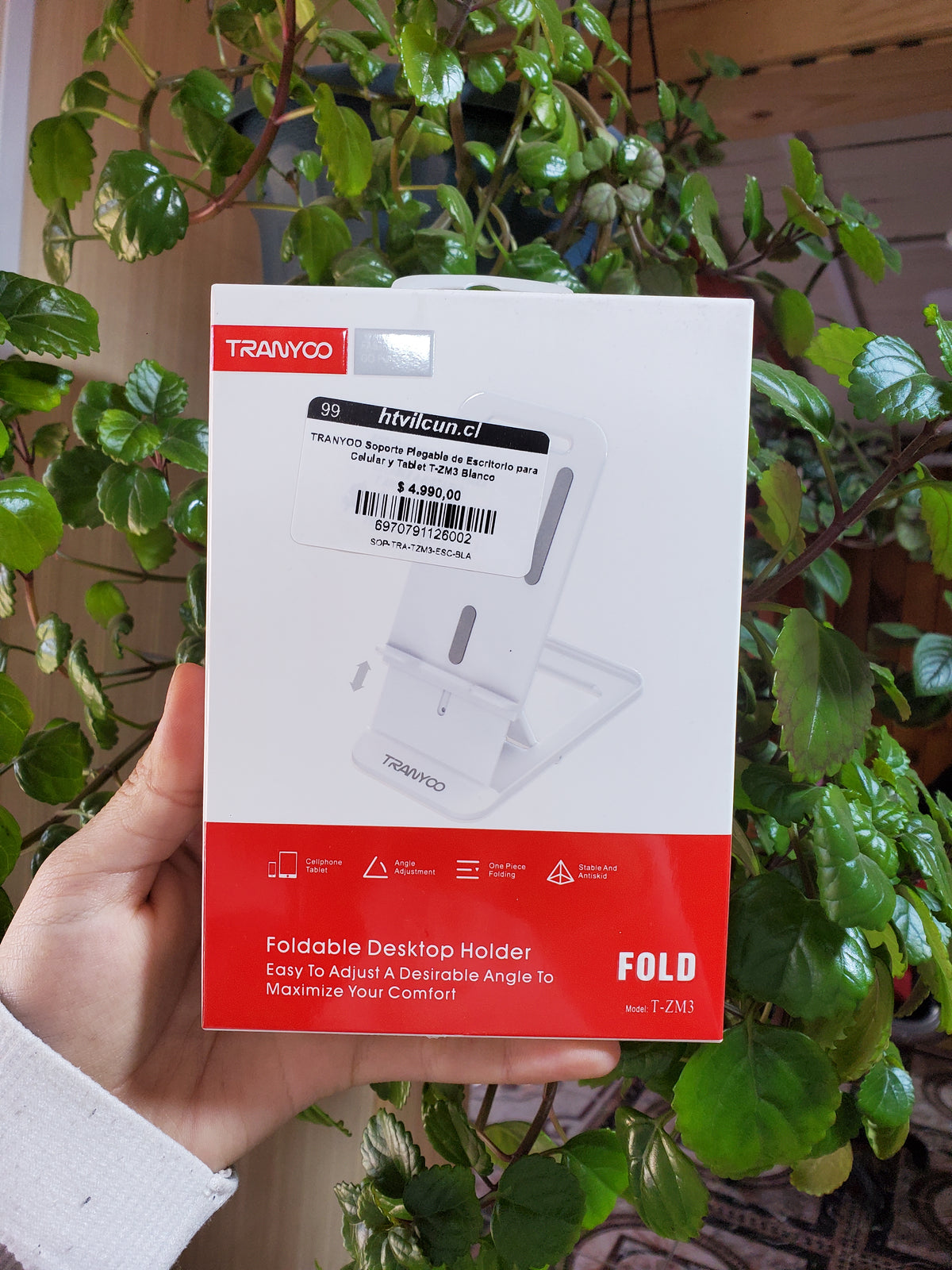 TRANYOO Soporte Plegable de Escritorio para Celular y Tablet T-ZM3 Blanco