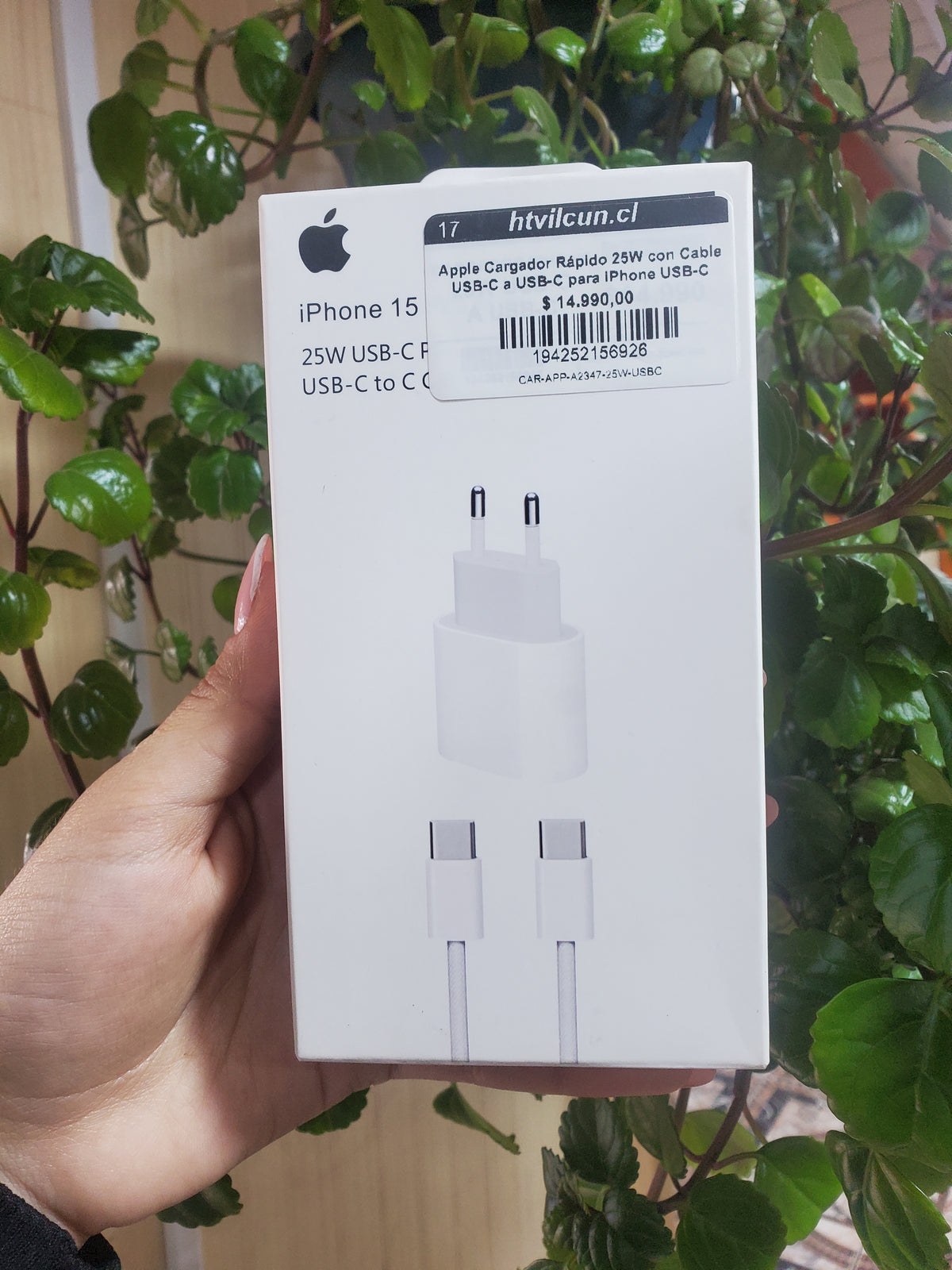 Apple Cargador Rápido 25W con Cable USB-C a USB-C para iPhone USB-C