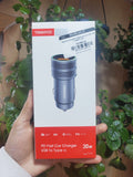 TRANYOO Cargador Rápido de Auto 30W USB + USB-C T-C9