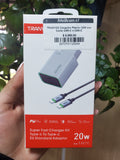 TRANYOO Cargador Rápido 20W con Cable USB-C a USB-C