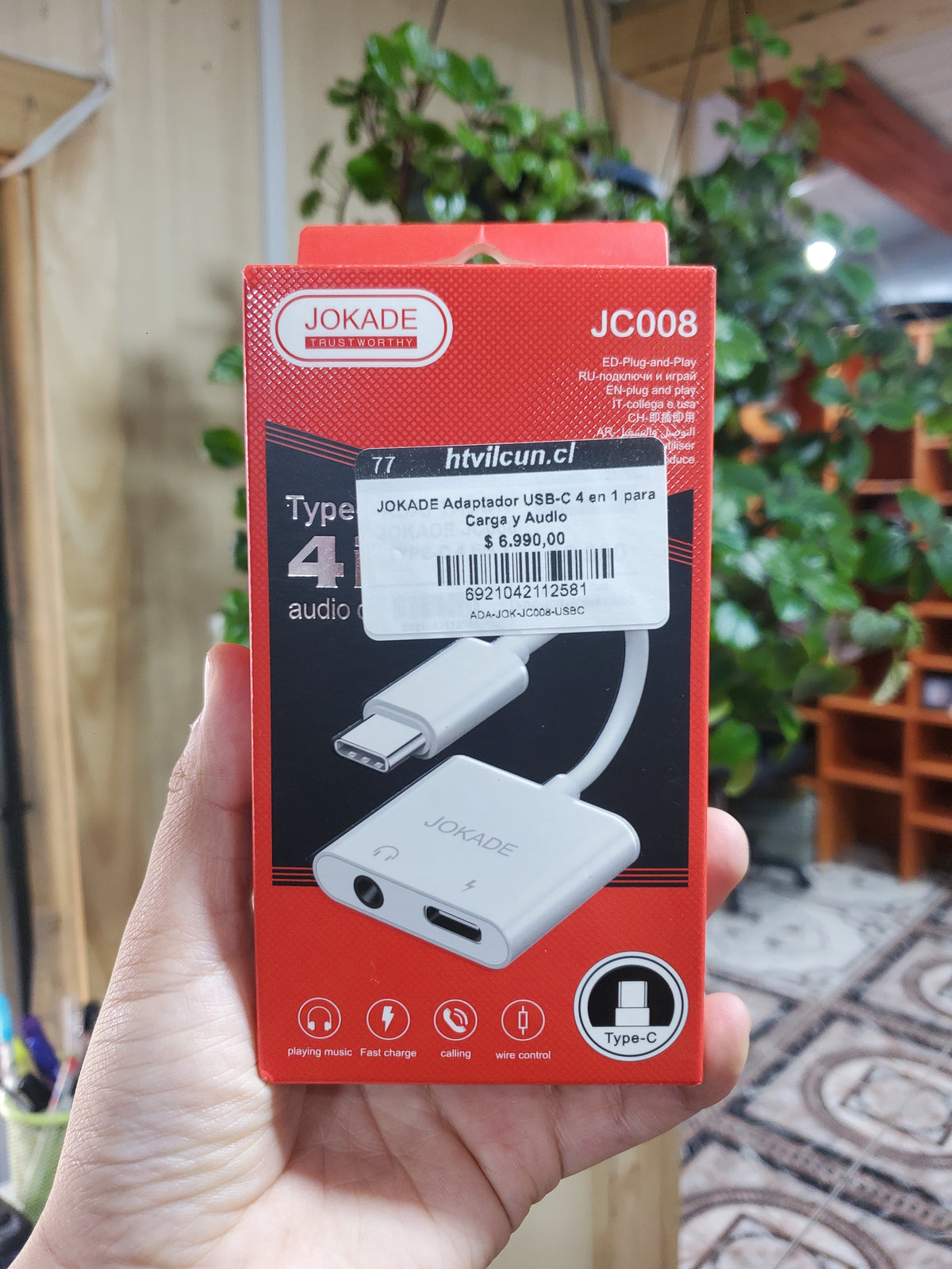 JOKADE Adaptador USB-C 4 en 1 para Carga y Audio